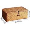 Traditional Braided Straw Box with Lid Handcrafted Decorative Storage Bin for Shelves Closet or Desk