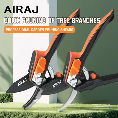 AIRAJ Pruning Shears - Heavy-Duty Sharp Garden Shears for Tree Branches, Dead Wood & Flower Arranging, Ergonomic Manual Tools