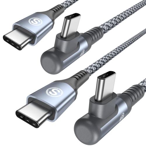 

Кабель типа C L-образной формы [Набор из 2 шт. по 3 м] Кабель Sweguard USB CC [совместимый с PD QC3.0, быстрая зарядка 60 Вт] Кабель для зарядки iPhone 16 15, зарядное устройство iPhone 16 15/pho