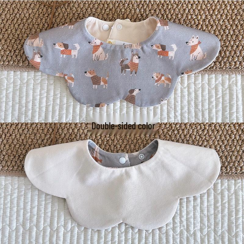 New Korean Style Double-Sided Waterproof Baby Bib - Soft Cotton Drool Bib for Infants (0-2 Years)