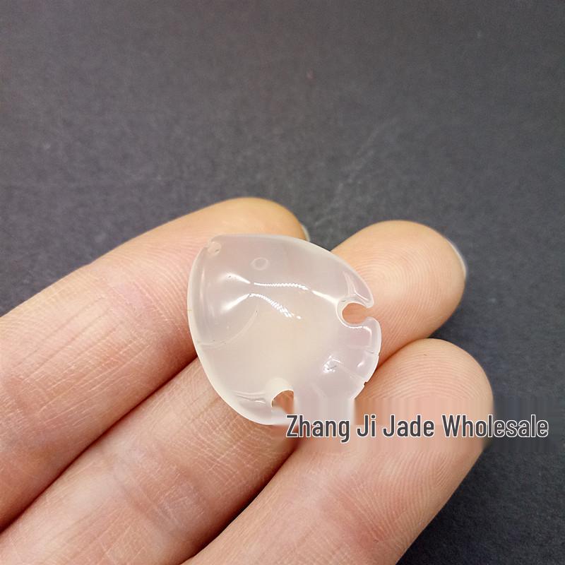 Ice-Kind White Chalcedony Small Fish Pendant - DIY Jewelry Accessory