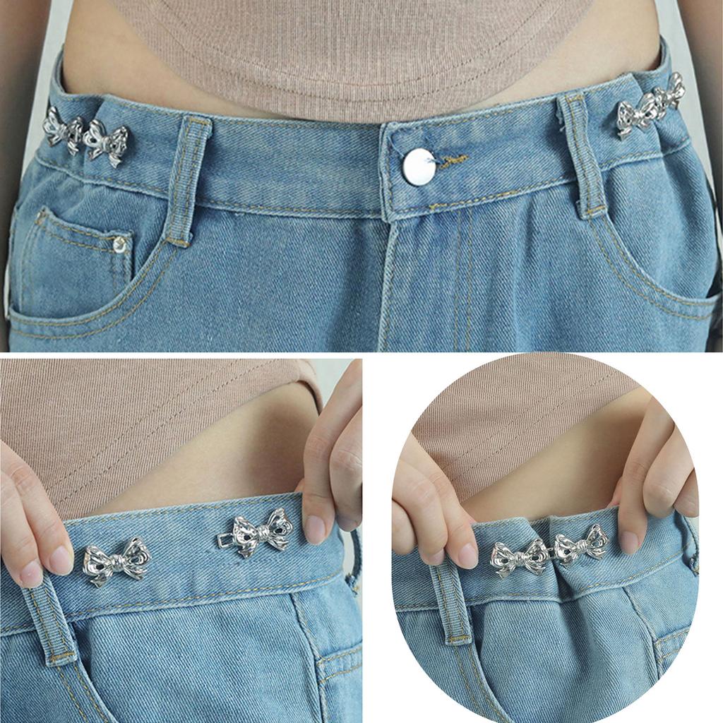 Bowknot Button Pins Jean Waist Buckles Detachable Pants Waist Tightener Jean Buttons Pins Adjustment Waist Buckles