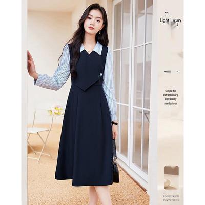 Si Shui Nian Hua Women's Elegant Long Sleeve Midi Dress