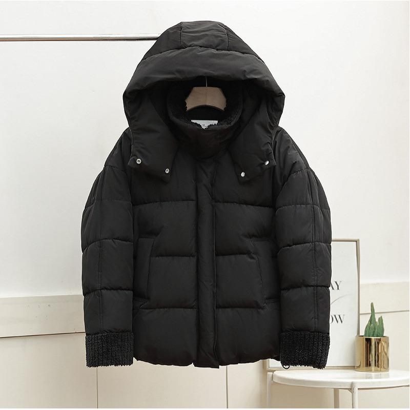 Splicing cotton clothing women's short cuff splicing lamb wool splicing season jacket
