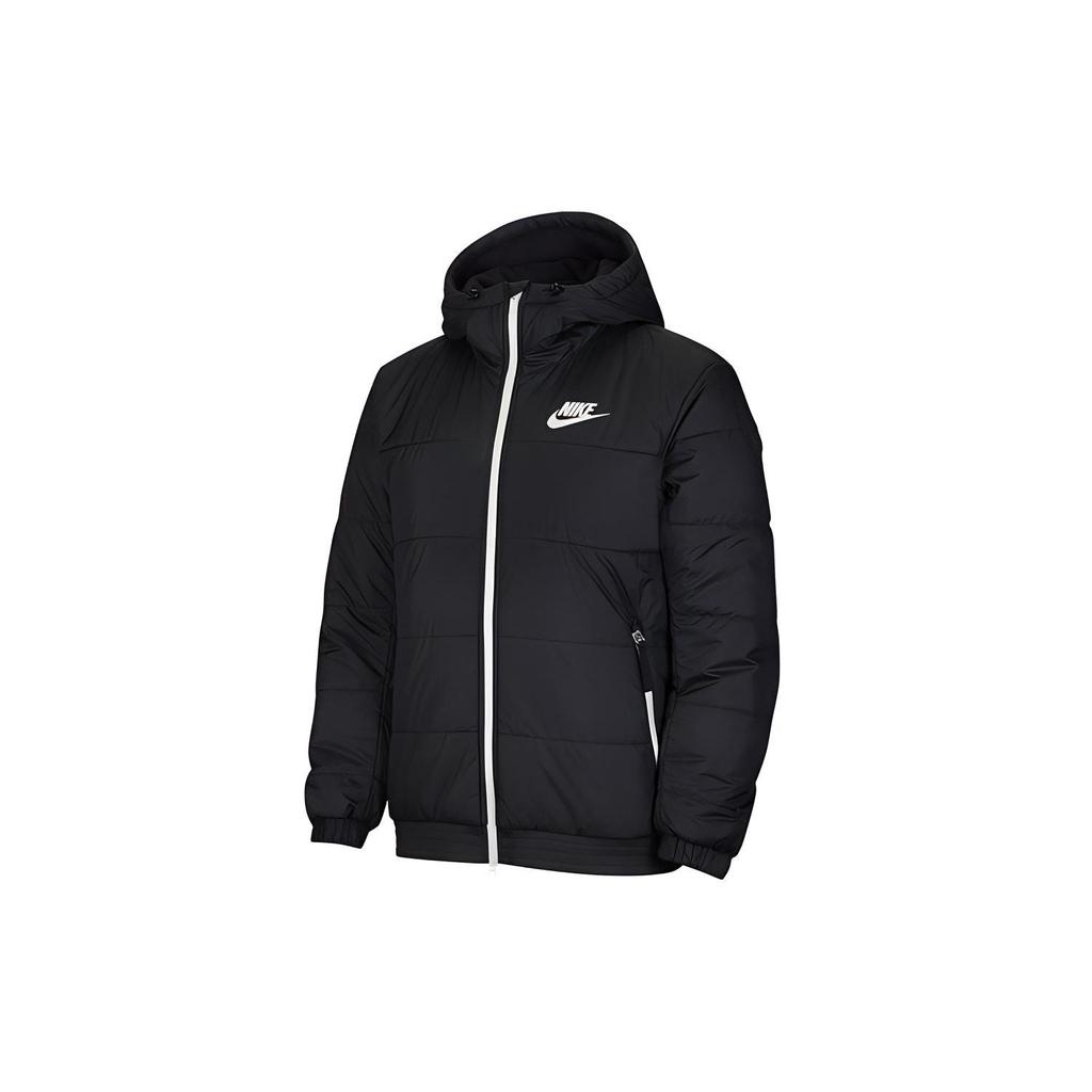 Nike Color-block Warm Comfort Casual Sport Hooded Cotton Jacket Men Outerwear Black CV9187-010