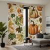 2pcs HD Harvest Festival pumpkin green Maple Leaf decorative curtain Yellow tie digital printed curtain Home Decoration style
