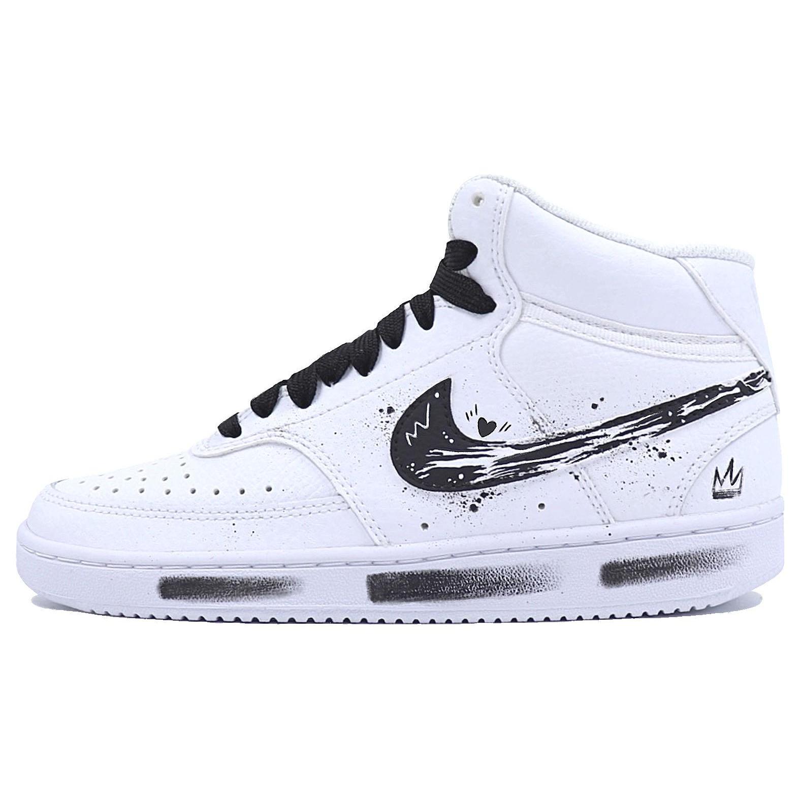 

Nike Court Vision Mid Crown Heart Sea, Ink Splatter Mid top Skateboard Shoes Men s Black White DN3577-101(Team25-XSC) 42