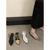 Show white! Personality pointed cross cross thin strap ankle buckle cylinder word with small thick heel Roman sandals women