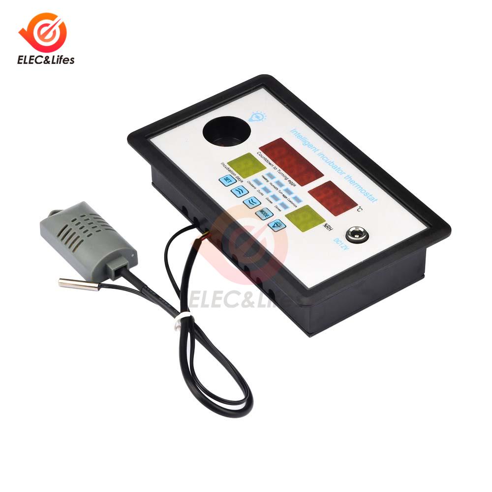 Intelligent Incubator Thermostat Digital Thermometer Humidity Controller LED Cold Light Real-Time Hatch Record With Sensor 12V