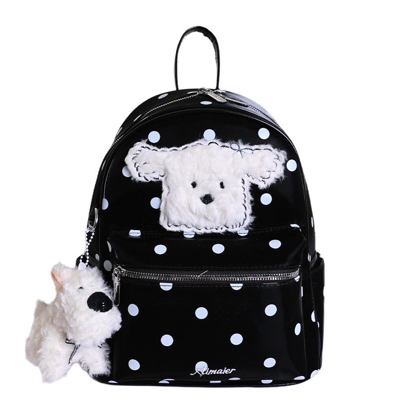 Schoolbag cute commuter backpack bag for women 1011 summer new large-capacity junior high school students student polka dot puppy schoolbag