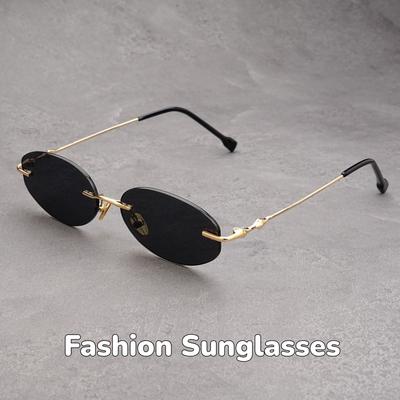 Women's INS Style Frameless Oval Sunglasses Ultra-Lightweight Comfort Ladies Stylish Eyewear Shades UV400 Outdoor Travel Eyewear
