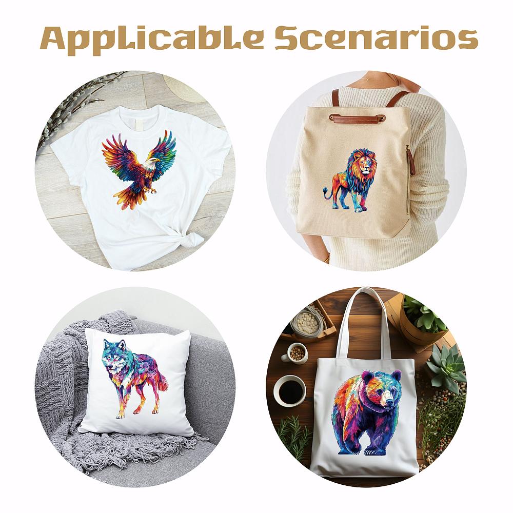 7Pcs 7 Styles Plastic Heat Transfer Film Logo Stickers Set for DIY T-Shirt Bags Hats Jackets Mixed Shapes 183~200x162~187mm 1pc/style