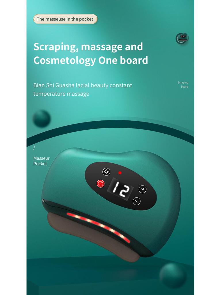 Smart Jade Facial Guasha Tool: Wireless Vibration & Heat Meridian Massager.
