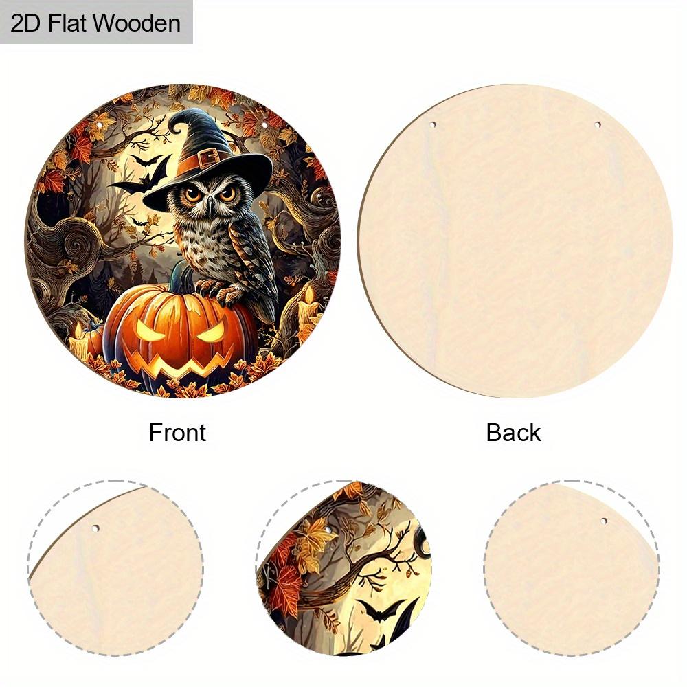 Wooden Halloween Sign with Owl & Pumpkin Pattern Design - Unique Wall Pediments - Ideal for Front Door, Yard, Porch, Room Decor