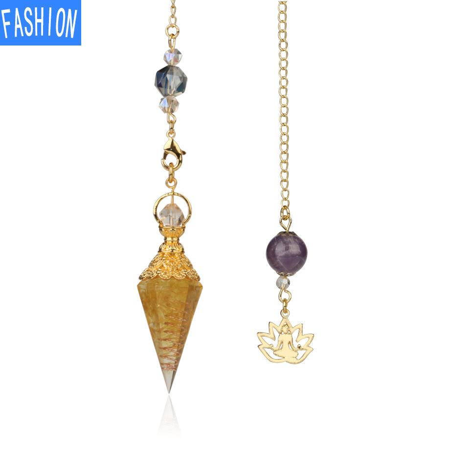 Mixed Aura Natural Spirit Pendulum Crystal Pendant Yoga Gold-plated Buddha Meditation Idea Concentrated Jewelry