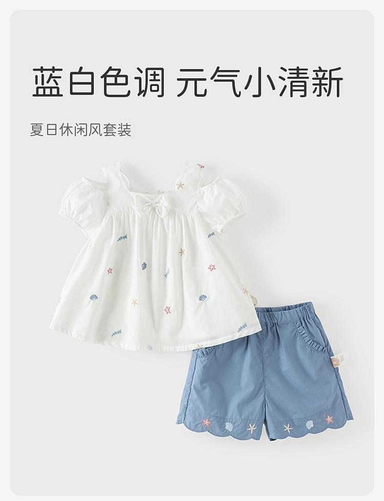 David Bella Girls' Five Part Pants Set Summer Clothes New Children's Short Sleeve Shorts Two Piece Set Baby Stylish Clothes
