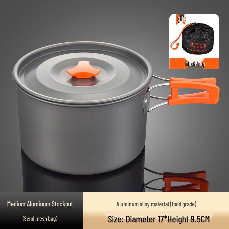 

Портативный набор походной посуды для кемпинга: Складные кастрюли и чайник из алюминиевого сплава