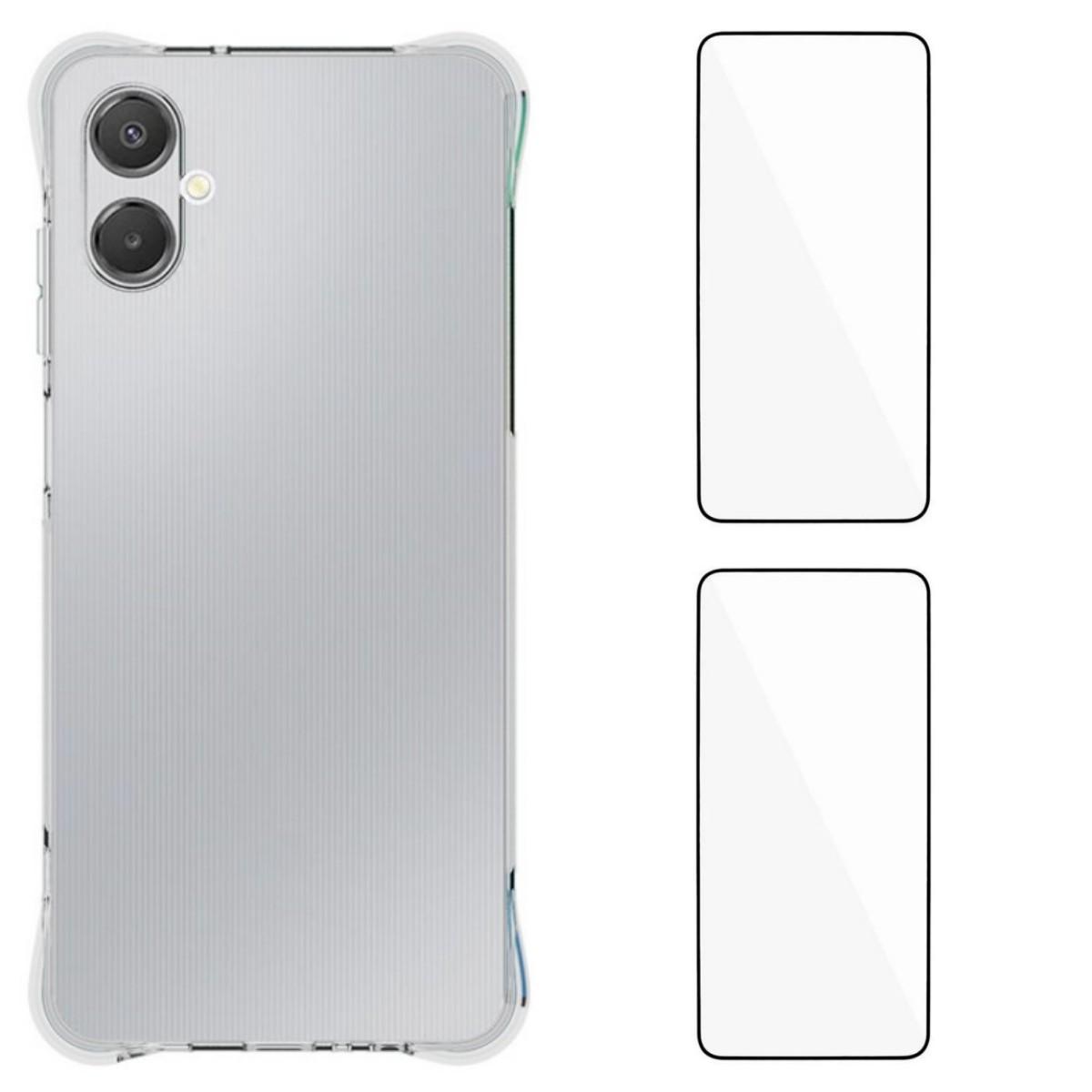

For Samsung Galaxy A06 5G TPU Case WANLONFENG WL2 Series 2.0mm Phone Cover with 2Pcs Tempered Glass Films Transparent