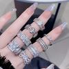 Exquisite Full Diamond Zircon Light Luxury High-End Niche Design Open Ring French Personal Cold Wind Ring