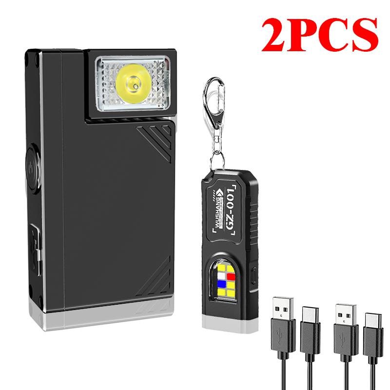 LED COB Flashlight Type C Rechargeable 600LM Portable Mini Torch Pocket Lantern Flood Work Light With Magnet For Emergency