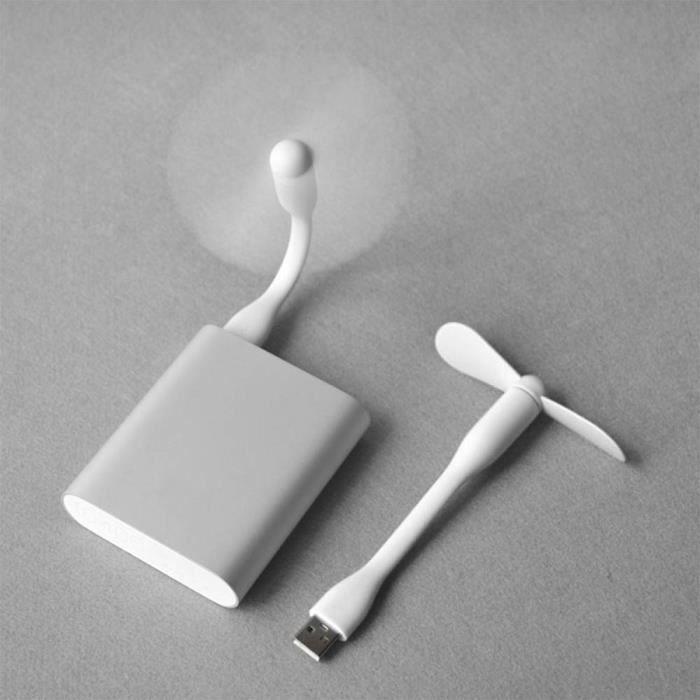 Ventilateur USB - Portable - Blanc - Silencieux 25 dB - Pales en silicone - 14 cm de long