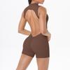 JYL Hollow Back Half Zipper Jumpsuit Hip Lifting Quick Dry Bodysuit