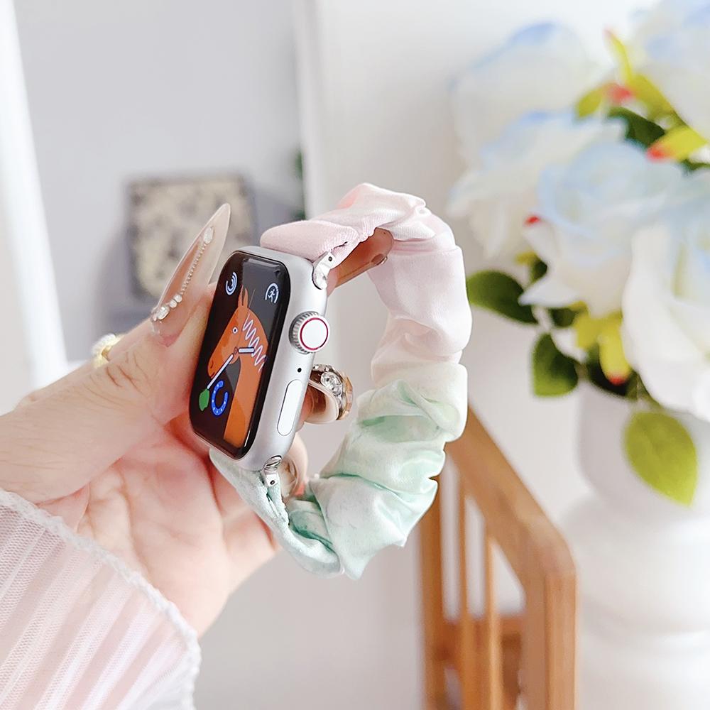 

Printed Fabric Strap for Apple Watch Band Women Scrunchies Cloth Elastic Bracelet for iWatch Series SE 10 9 8 7 6 5 4 3 2 1 42mm iWatch 10