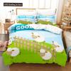 Cartoon Goat Duvet Cover Set Cute Kawaii White Goat White Background King Queen Size For Girls Boys Gift Polyester Bedding Set