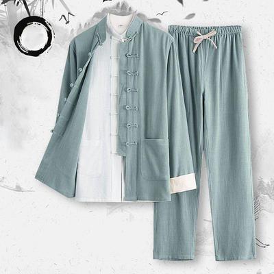Chinesische Traditionelle Tang Kung Fu Uniform Retro Casual Baumwolle Leinen Kleidung Set Mann