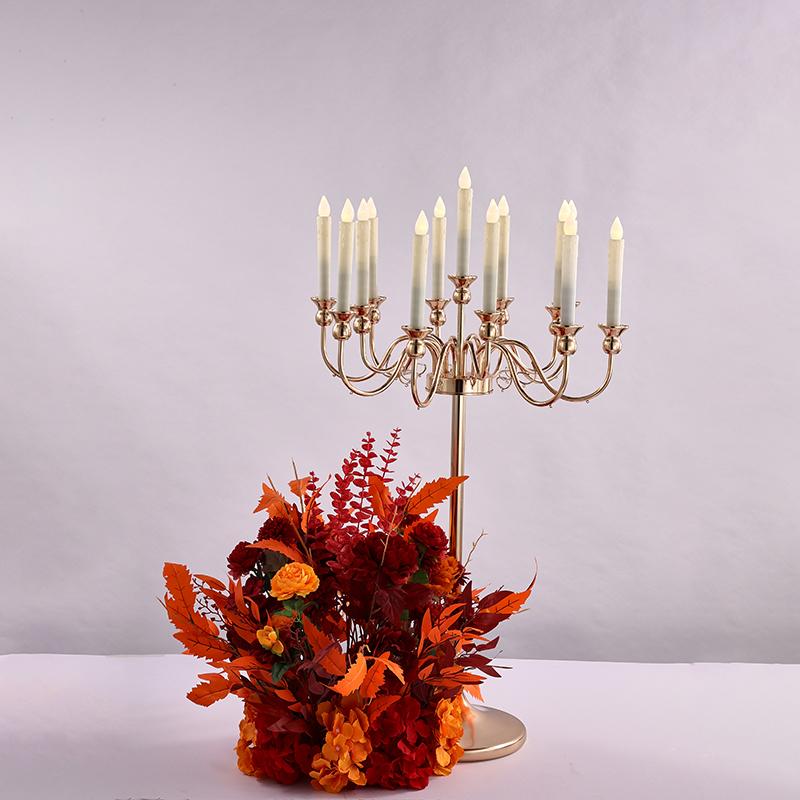 13-Arms Luxury Gold Glass Candle Holder Tall Wedding Events Centerpiece High Quality Wedding Decoration Candlesticks (as the picture,Large)