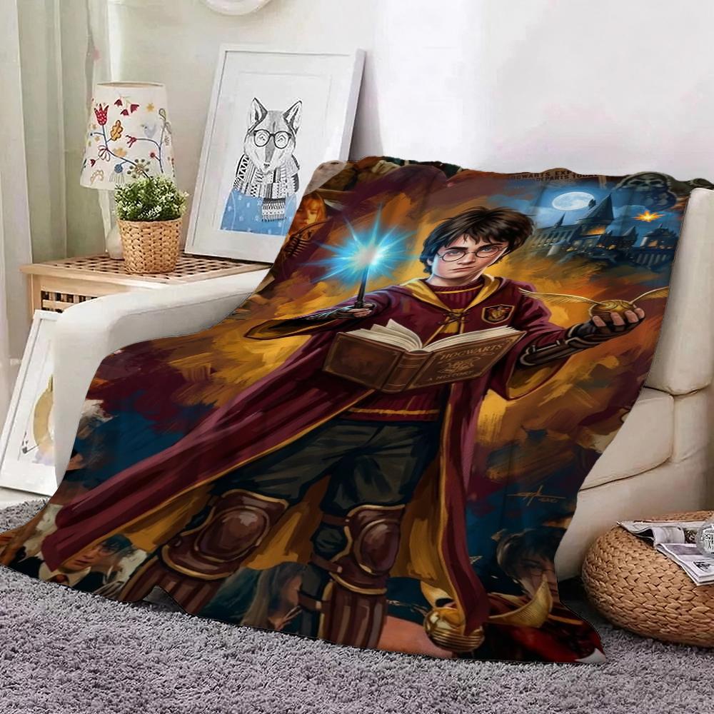 Harry Potter Magical Adventures Flannel Printed Blanket Thick Warm Throw Blanket For Living Room Gaming Room Home Party Decor Holiday Gift