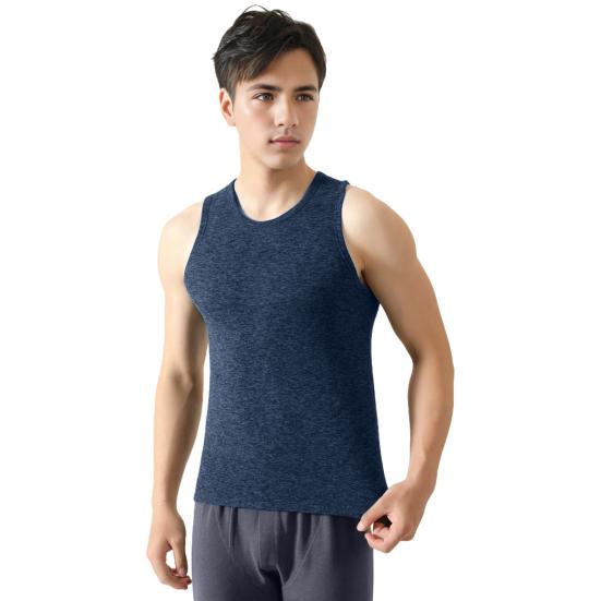 Uomo gilet termico girocollo senza maniche slim fit pullover top fodera in peluche ispessita fondo canotta