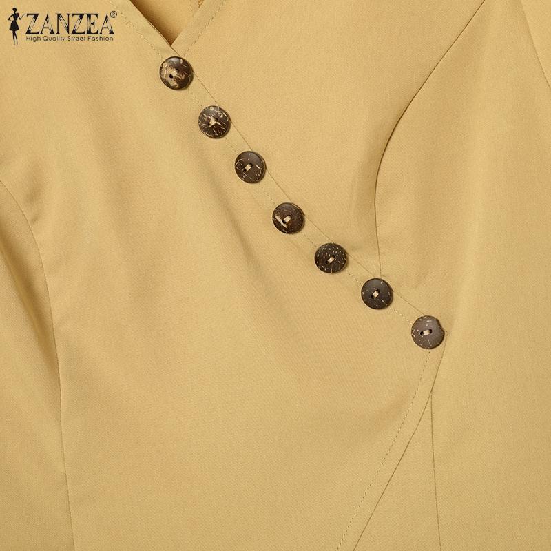 ZANZEA Women Short Sleeve Blouse and Pants Summer Two Piece Suit Sets