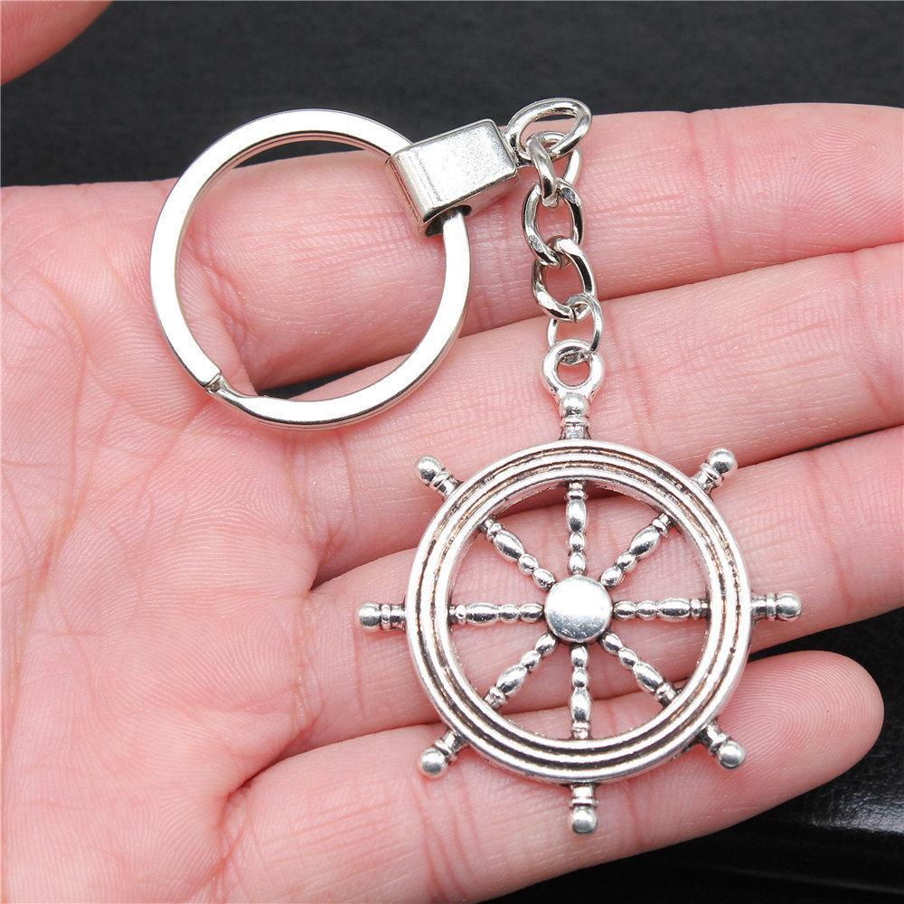 Punk Airplane Gear Steampunk Themed Antique Bronze Metal Keychain with 30mm Ring for Boys Bag Charm