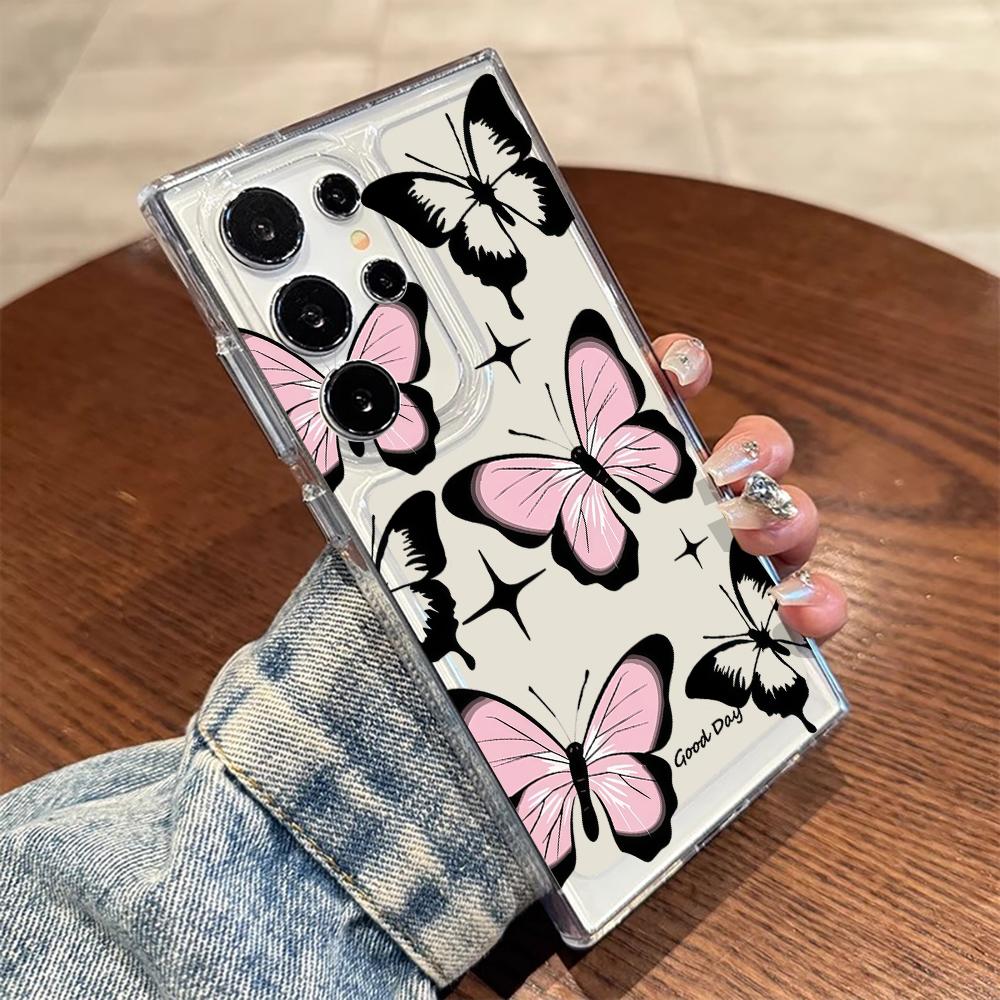 Trendy Butterfly Phone Case For Samsung Galaxy Note 20 S25 S24 S23 S22 S21 Ultra FE Plus A55 A54 A53 A35 A34 5G Silicone Funda