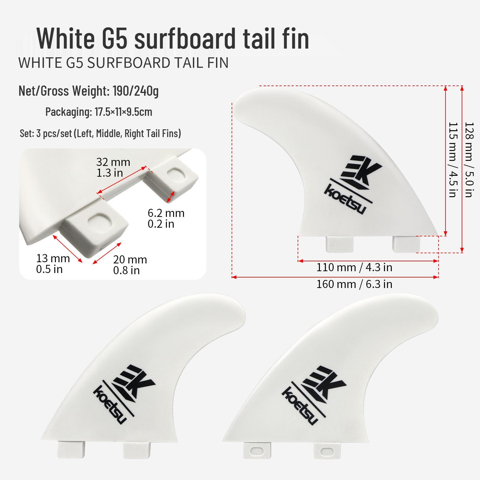 KOETSU SUP Tail Fin: Left & Right Rudders FCS Keel2 for Paddleboard/Surfboard (2nd Gen)