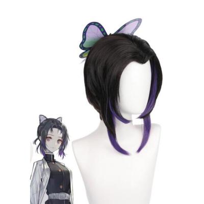 Kochou Shinobu Wig With Headwear Cosplay Costume Demon Slayer Kimetsu No Yaiba Heat Resistant Synthetic Hair Women Wigs
