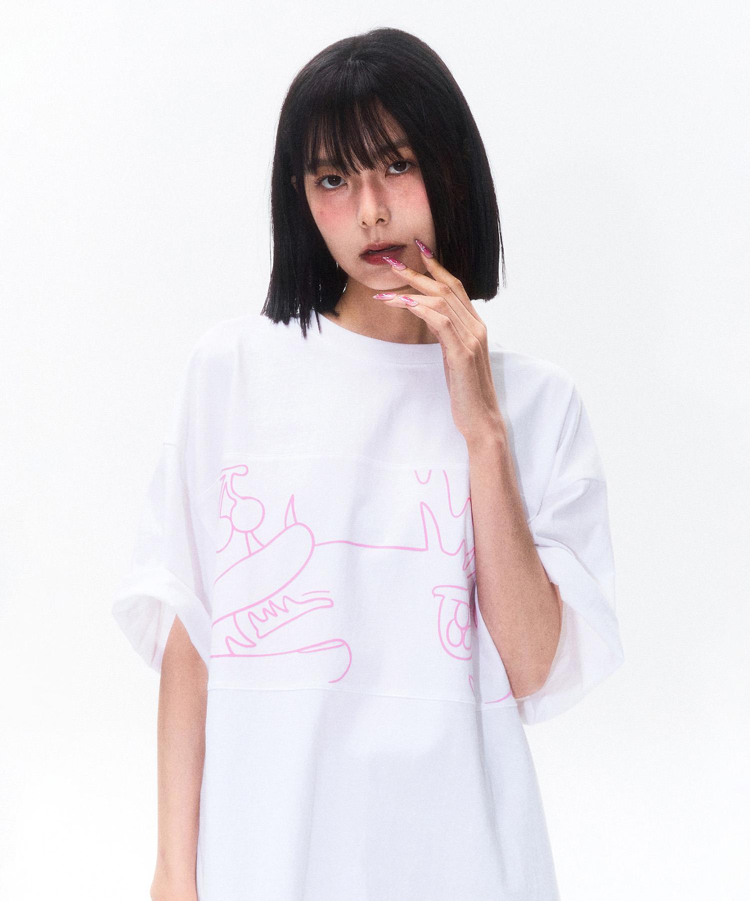 Kirsh X Sunonebird Big Oversized Eye T-Shirt [White] 1