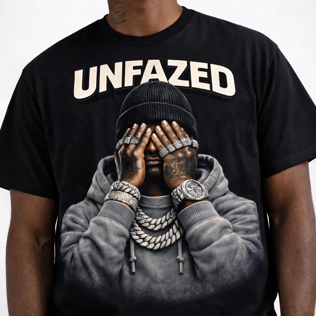Hip Hop Graphic T Shirt Mens Rap Tee Urban Style UNFAZED Design S