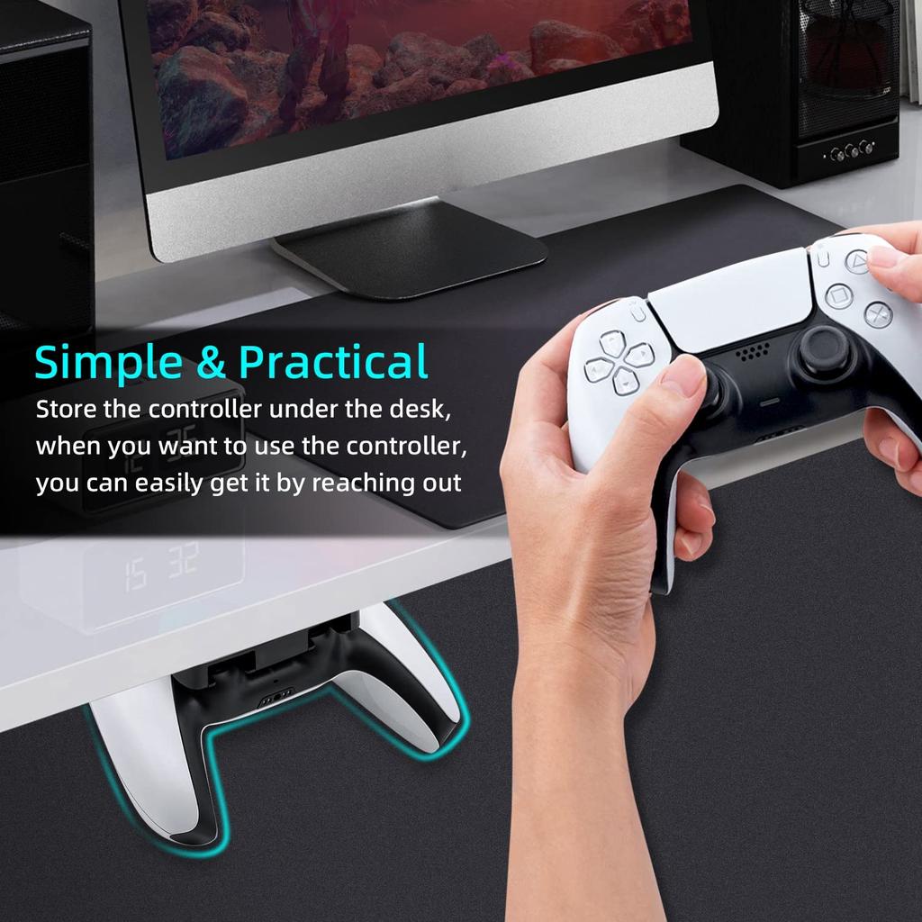 Mcbazel Controller Storage Stand for Tabletop Storage PS5 Controller Table Stand Tape Controller Storage Black PS5/PS4 Controllers, Mount, Under-Desk