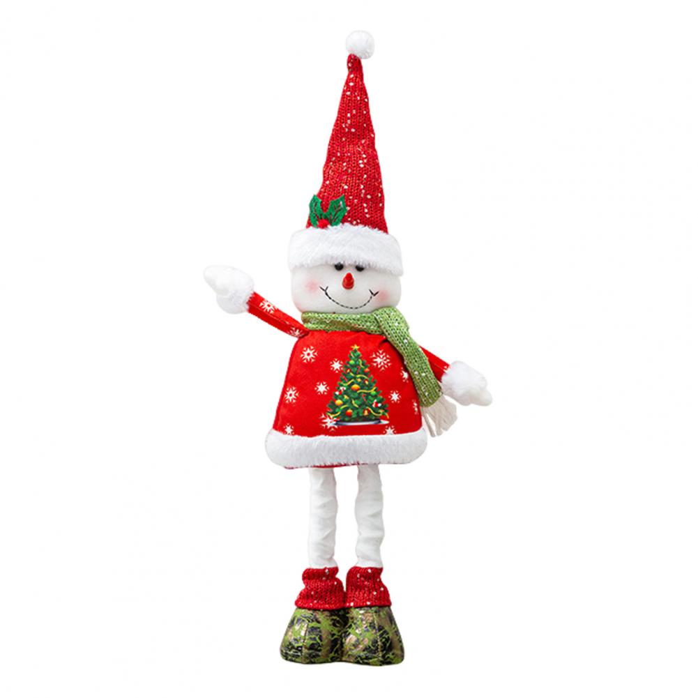 Christmas Doll Decoration Retractable Long Legs Plush Santa/Snowman/Reindeer Doll Toy Tabletop Standing Doll Ornament