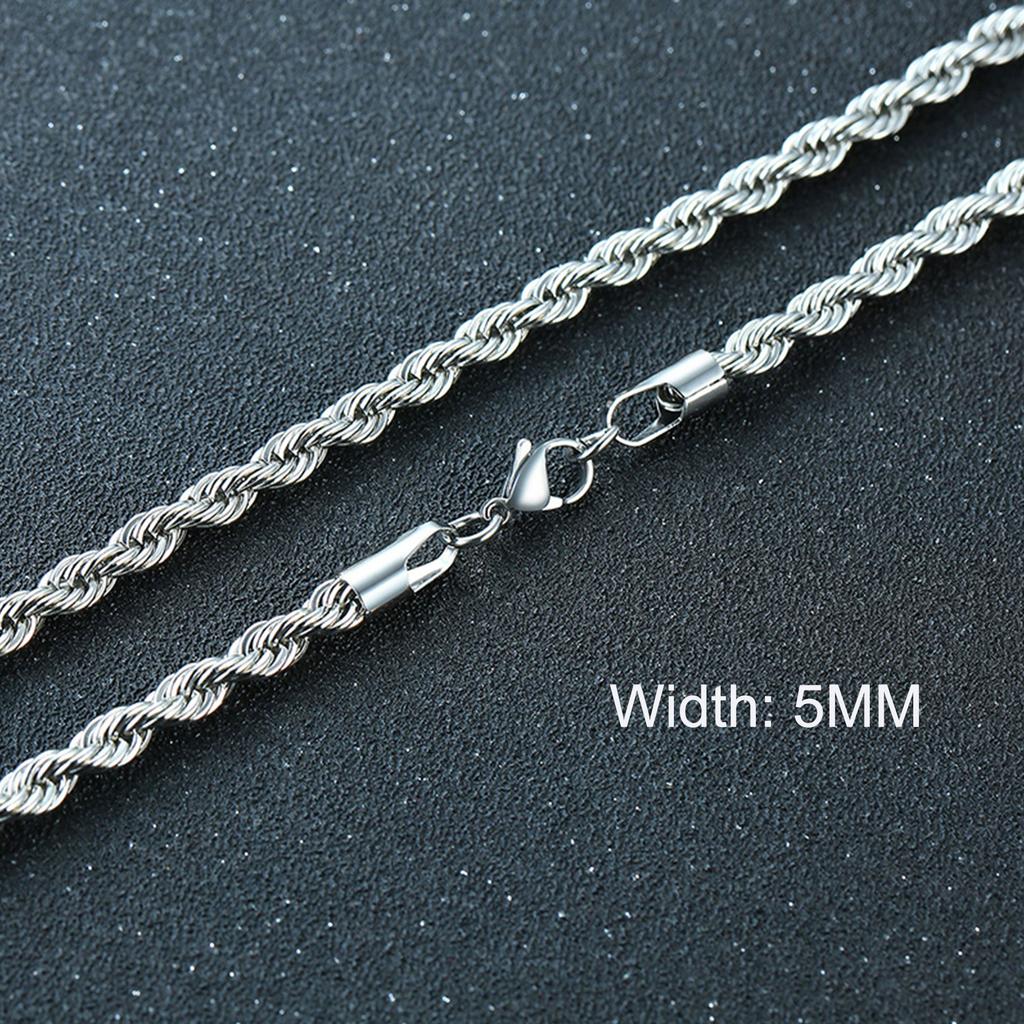 3/5/7/9/11MM Cuban Chain Necklaces for Men Women,Stainless Steel Curb Link Chain Collar,Zircon Gift for Dad Husband BFF