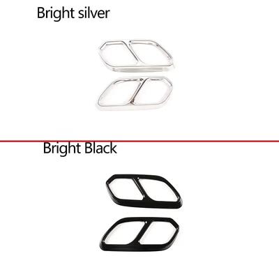 Stainless Steel Black Car Rear Left Right Exhaust Muffler Pipe Tip Cover Trim Decor for VW Touareg CR7 2018