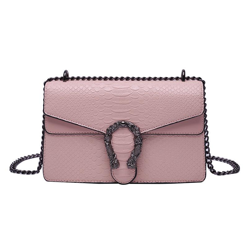 Snake Print Crossbody Chain Bag - 2024 Small European & American Style Single-Shoulder Bag for Women