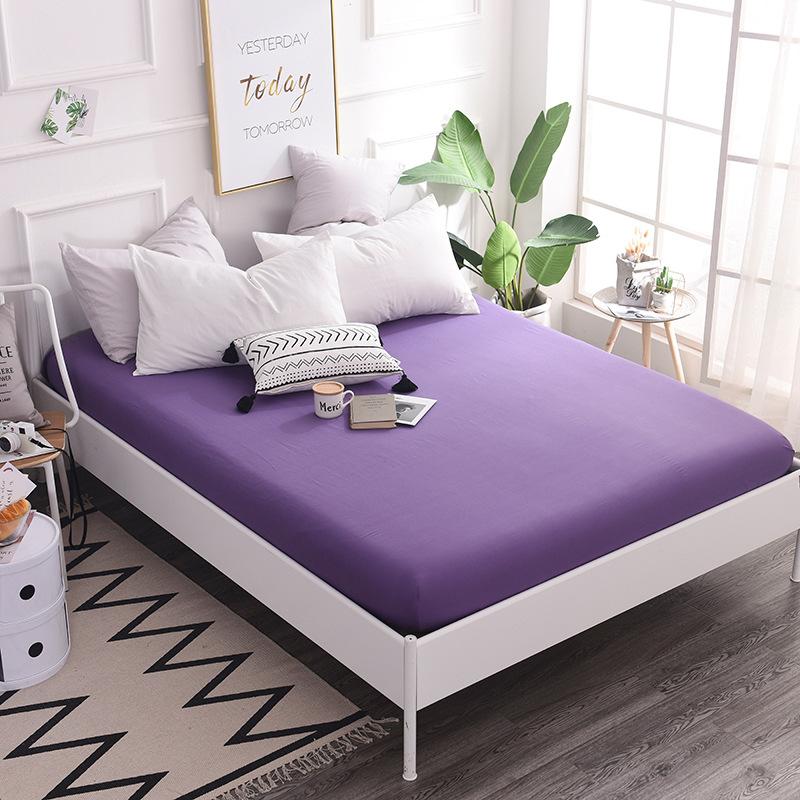 Fitted Sheets, Cotton Fitted Sheets, Bedspreads, Solid Color 13372 Pure Cotton Single Fitted Sheets, 120*200+25, Fitted Sheet Height