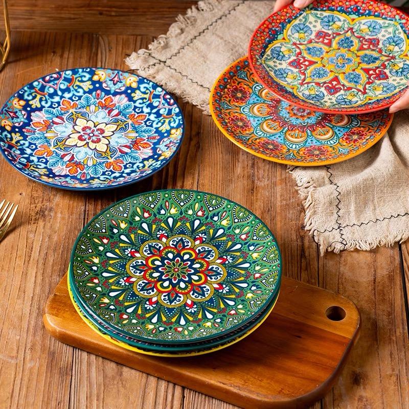 6.5in/8in/10in Ceramic Plates Egg Plate Bone Disc Western Steak Main Course Plates Shallow Flat Plates