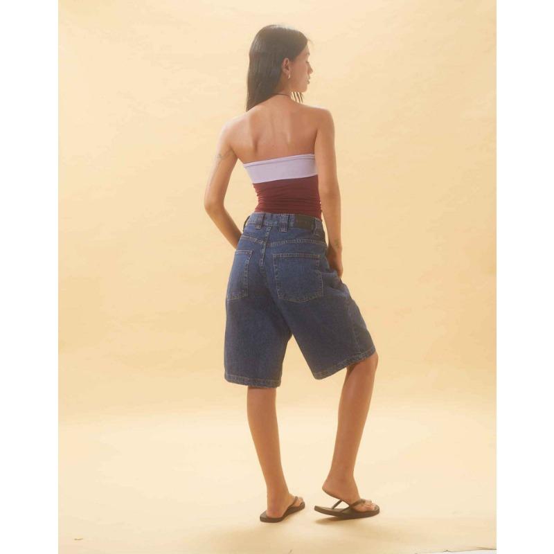 Women's Loose Non Stretch Vintage Denim Midi Pants 7 Pants