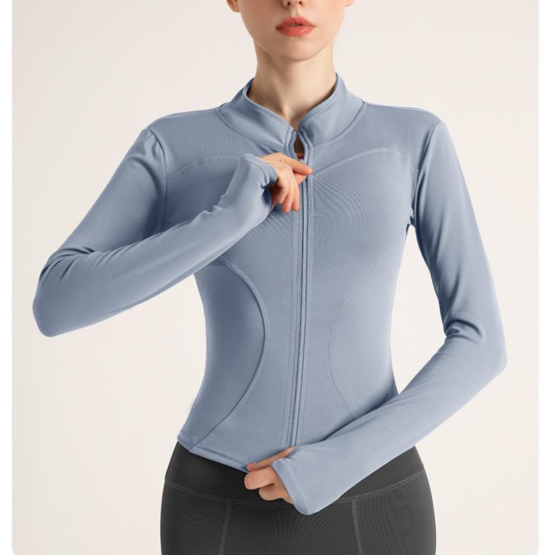 Slim Tracksuit Workout Top Fashion Female Training Jackets Zipper Long Sleeve Yoga Running Sports Coat