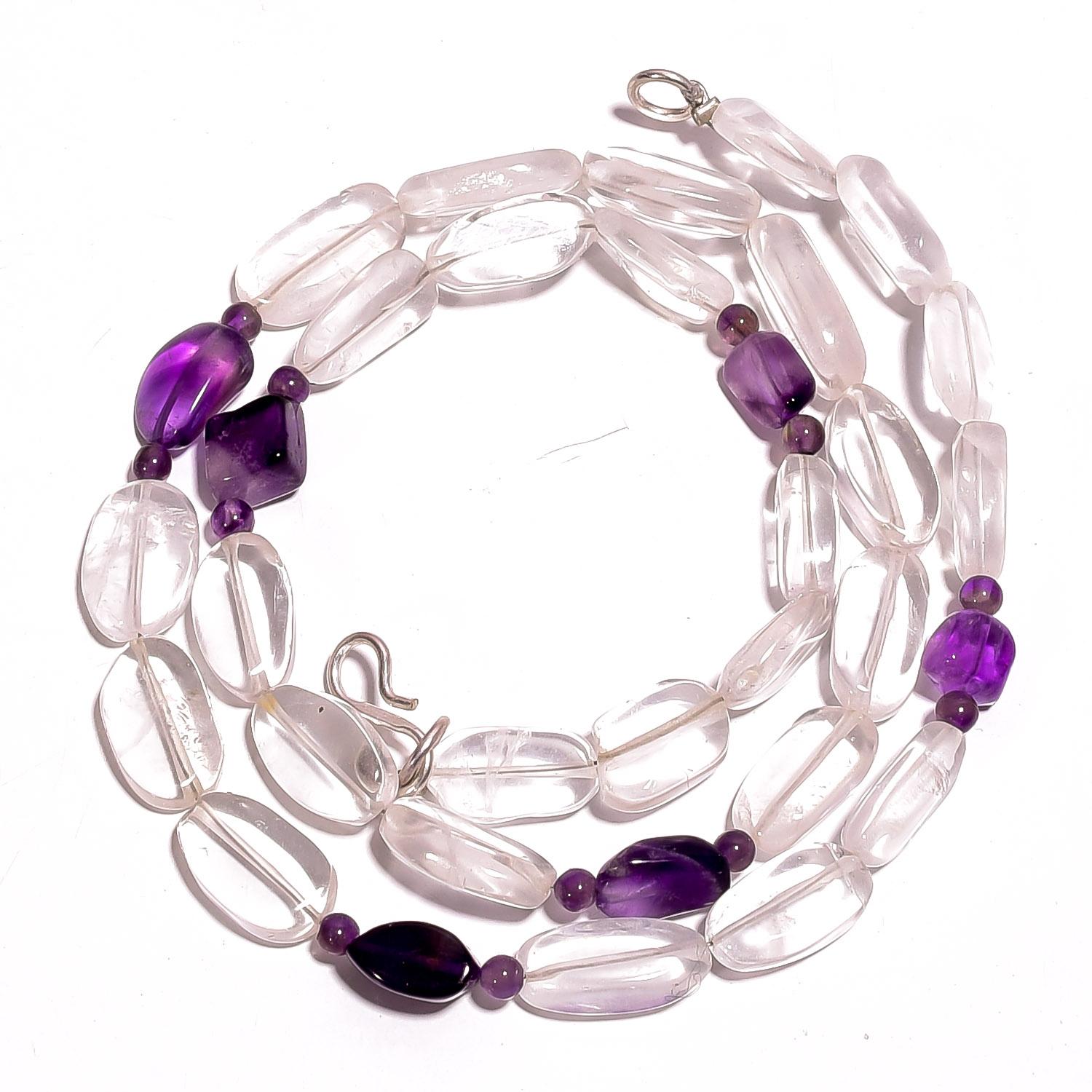 

Natural Crystal Amethyst Gemstone Mix Shape Smooth Beads Necklace 17 UB-3090 UB-3090