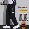 PLAYBOY Men's Loose Fit Straight Cargo Pants